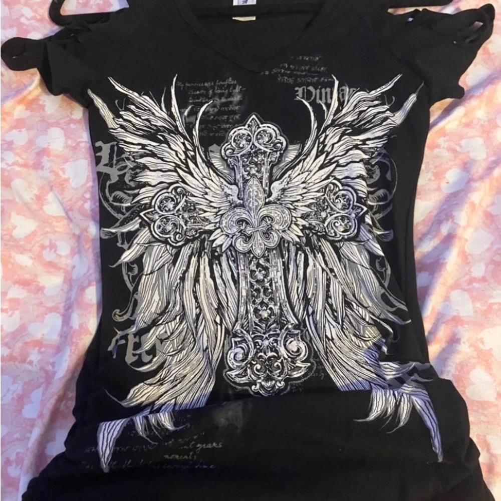 Black y2k rhinestone shirt